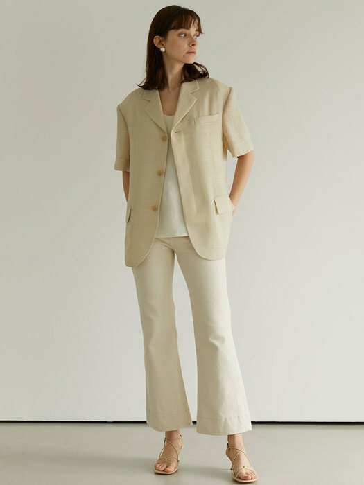 Denish Short-sleeved Linen Jacket_Ivory