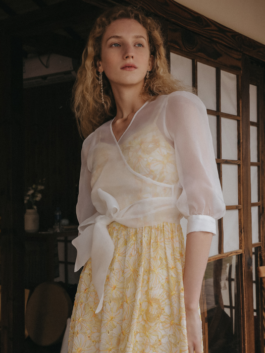 Cross blouse flower dress set