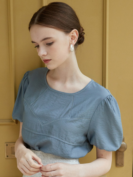 j762 stitched blouse (blue)