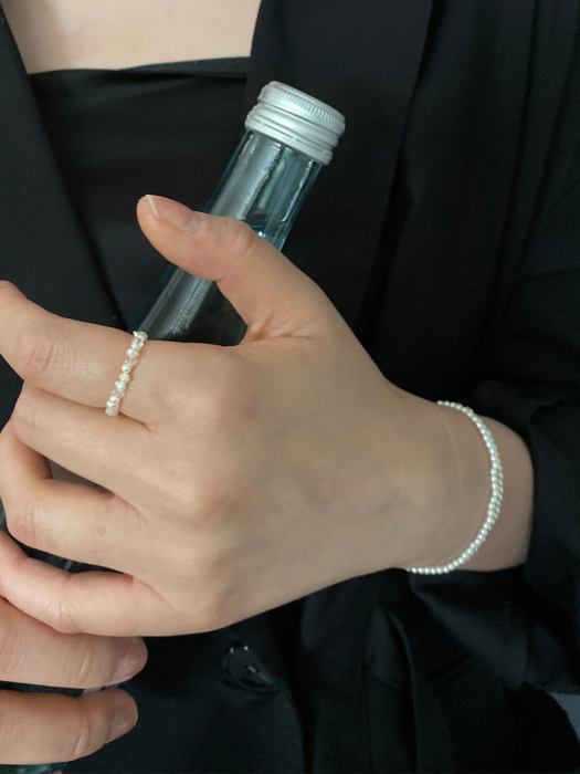 [silver925]TN74 [2SET]layered pearl bracelet+pearl ring set