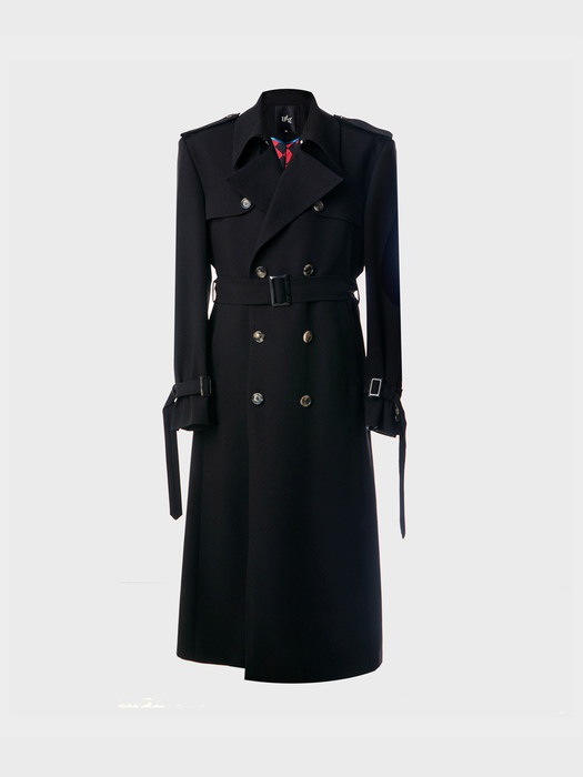 Double-Breasted Wool-Twill Trench Coat(Black)_UTH-SC03