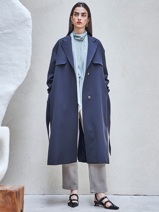 RAYON TRENCH COAT_NAVY