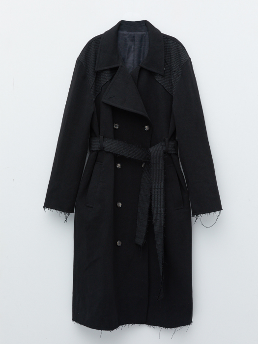MAXI DOUBLE TRENCH COAT IN BLACK