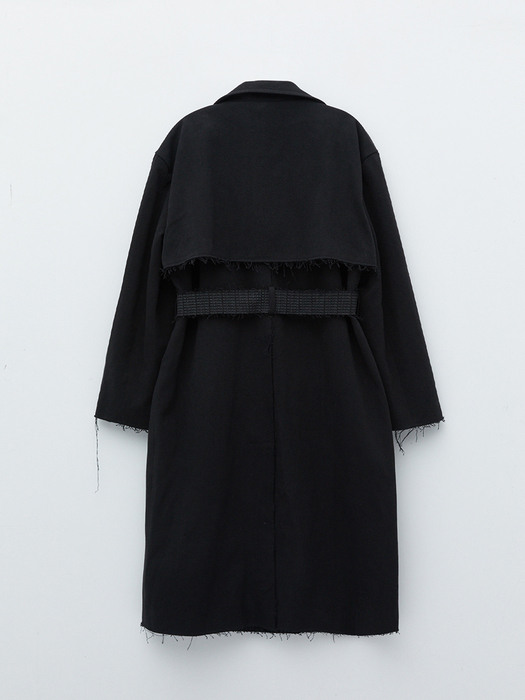 MAXI DOUBLE TRENCH COAT IN BLACK