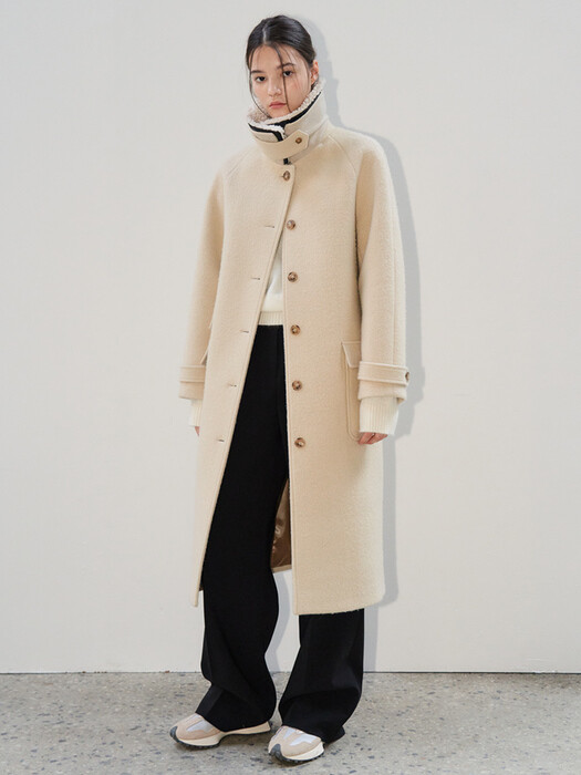 21 Winter_Cream Belted Wool Coat [Ecru Shearling Collar]