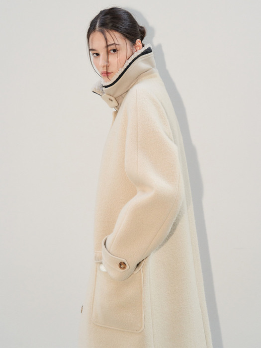 21 Winter_Cream Belted Wool Coat [Ecru Shearling Collar]