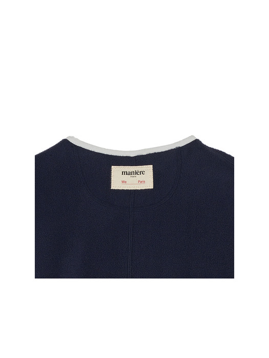 ep.5 Croissant no collar fleece jacket (Navy) 