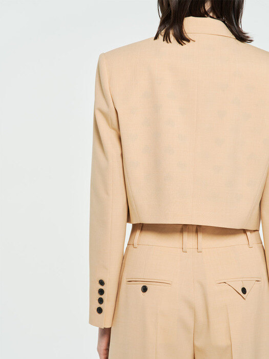 PHEOBE BEIGE CROPPED  PEAKED COLLAR JACKET