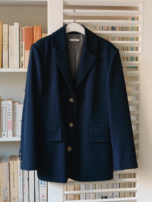 gold button classic jacket - navy