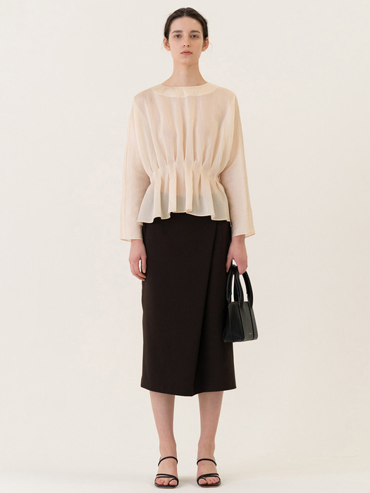 SS22 Full Pleated Blouse Cream