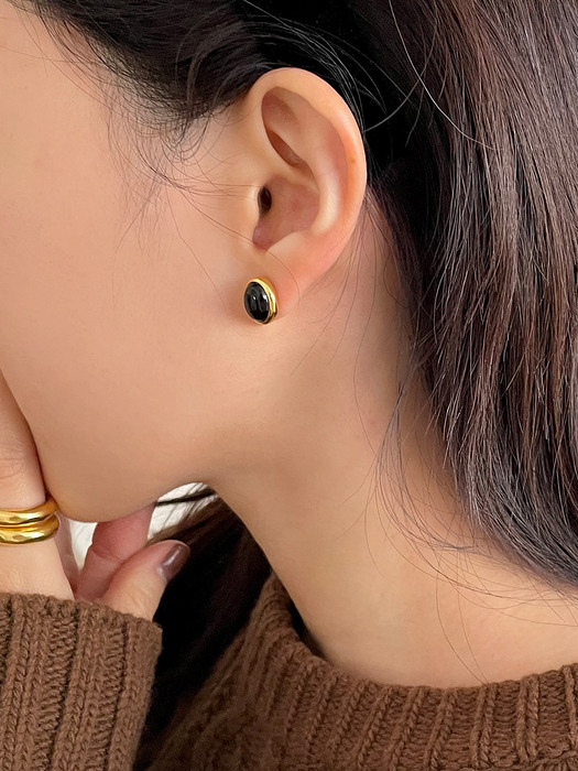 [silver925] onyx earring - gold