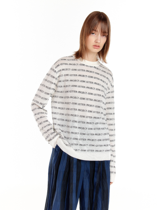 UNITED Lettering Knit Pullover - White/Black