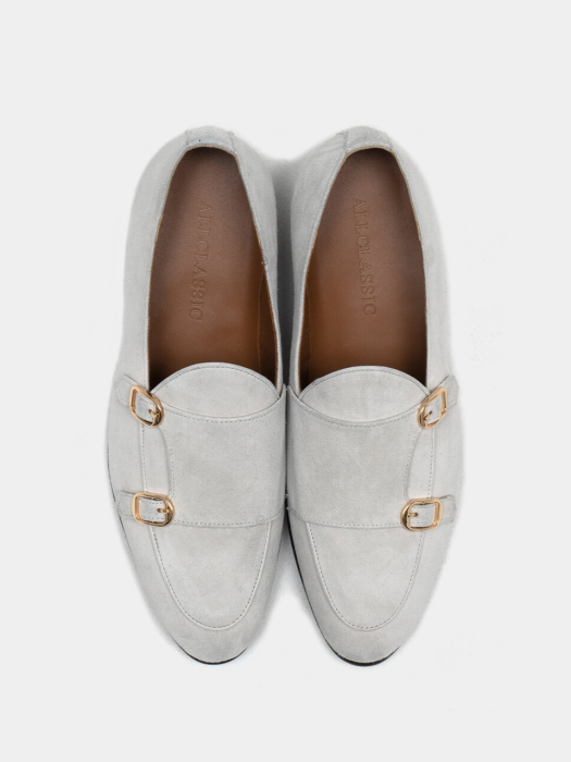 Liberty_Monk Loafers White Suede / ALC033