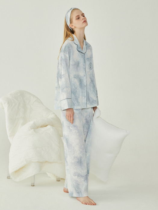 CLASSIC ROUND PAJAMA SET_wave grey