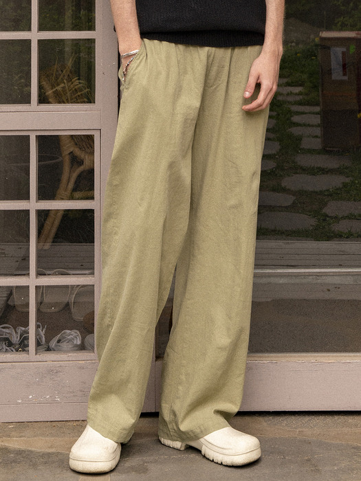CP-801 Linen long wide pants_Dark beige