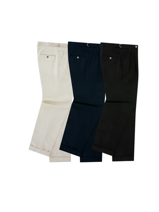 Linen soft adjust 2Pleats Trousers (Ecru)