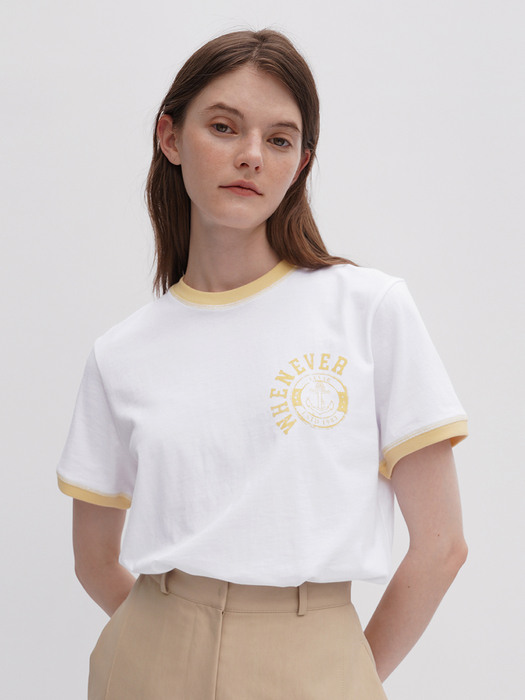 Whenever-Print Color Block T-Shirt - Light Yellow