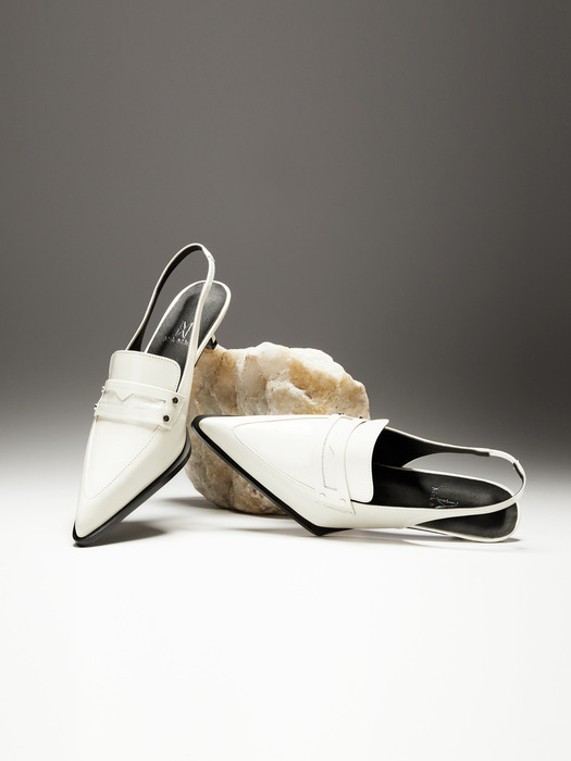 Stud slingback ivory