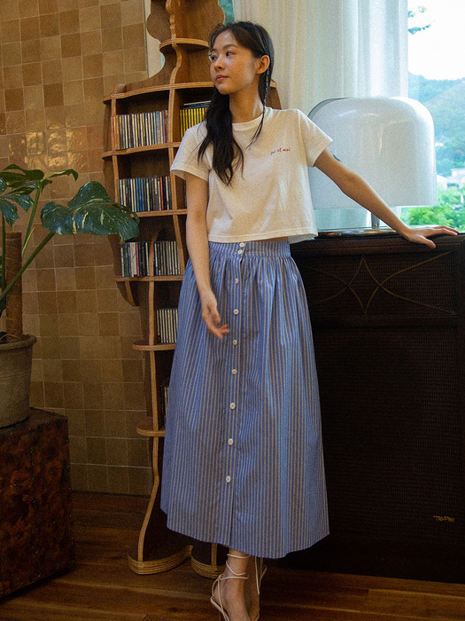 Cotton Stripe Skirt_blue