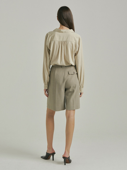 Shirring Volume Blouse_BEIGE