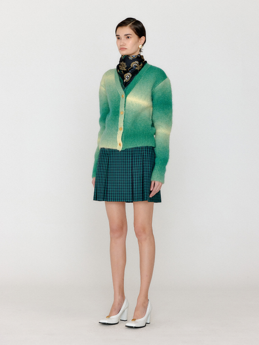 VASSIA Gradation Striped Knit Cardigan - Green