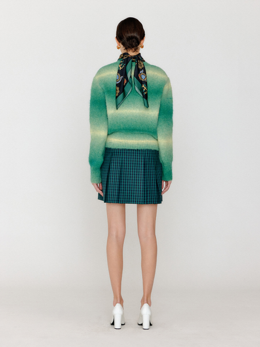 VASSIA Gradation Striped Knit Cardigan - Green