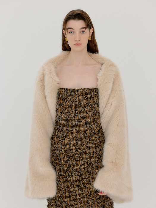 VEATHER Faux Fur Bolero - Light Beige