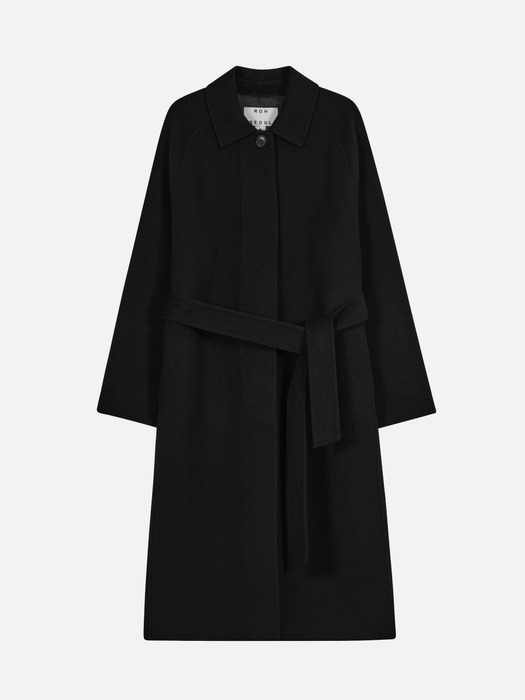Wool Balmacaan Coat Black