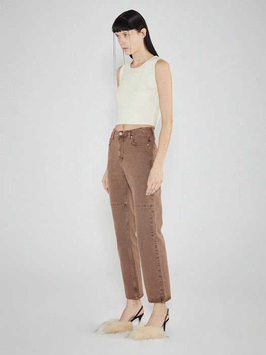 Brown Dyed Ankle Jeans