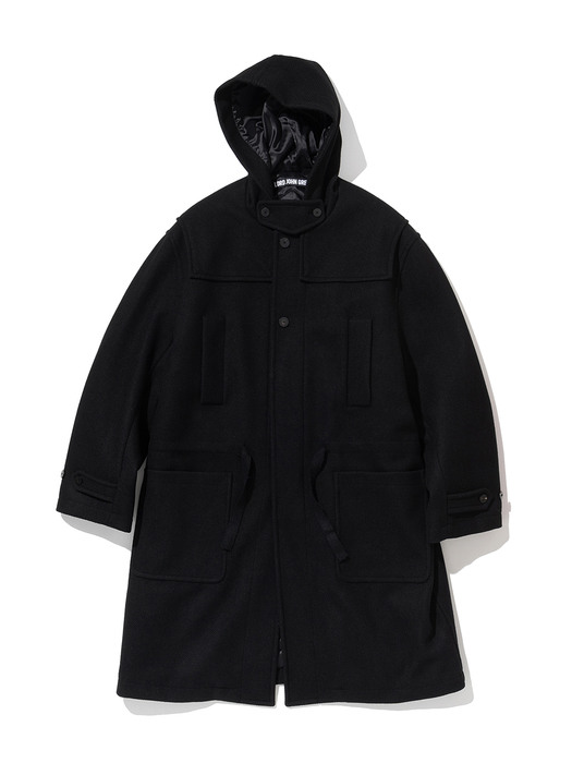 22fw wool hooded coat black