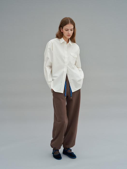 Wide color easy Pants (Washing Brown)