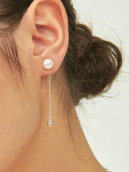 2Way Fresh-water-pearl drop Silver Earring Ie300 [Silver]