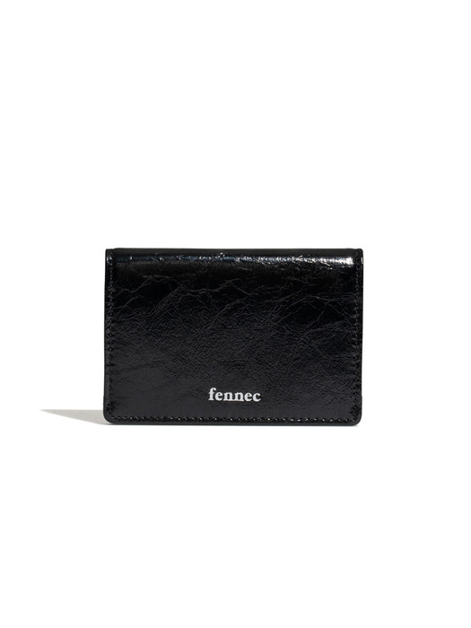 CRINKLE SOFT CARD CASE - BLACK