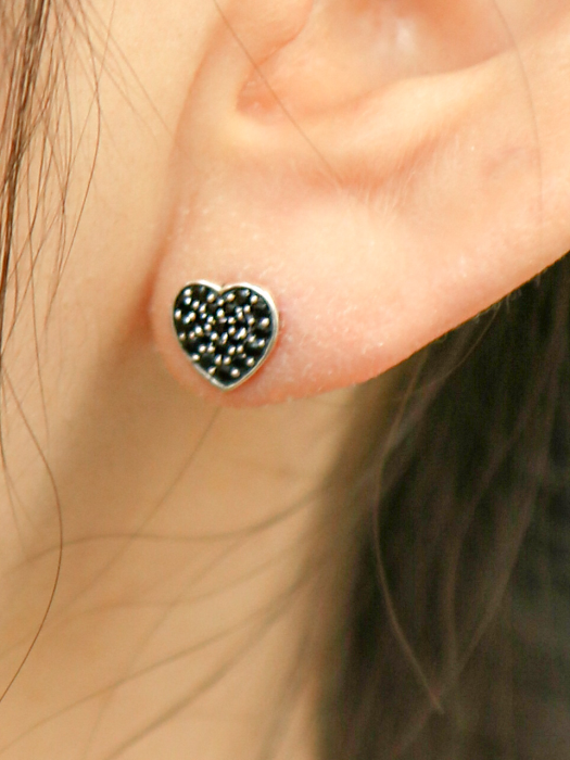 Spinel Pave Heart Silver Earring Ie313 [Silver]