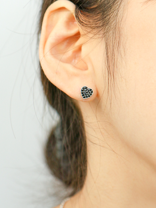 Spinel Pave Heart Silver Earring Ie313 [Silver]