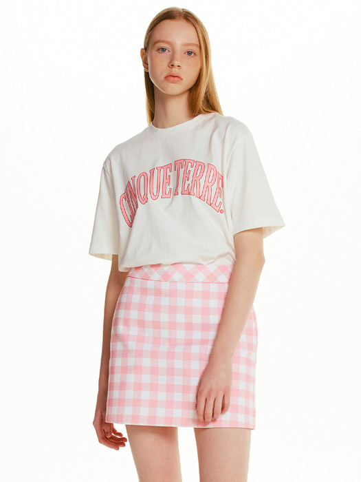 FRITTATA Semi A-line mini skirt (Pink gingham check)