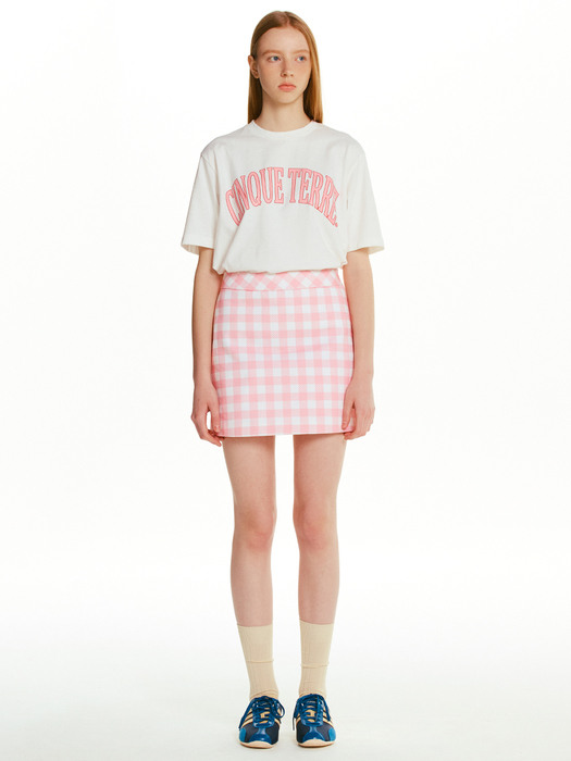 FRITTATA Semi A-line mini skirt (Pink gingham check)