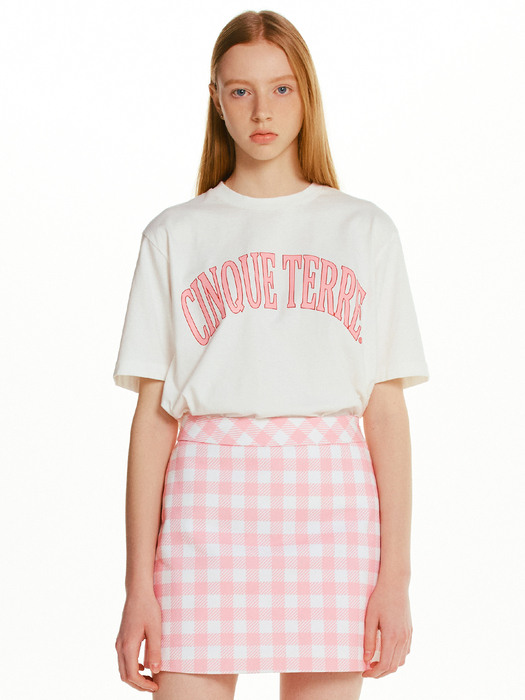 FRITTATA Semi A-line mini skirt (Pink gingham check)