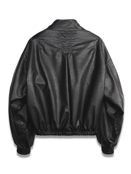 FAUX Leather Highneck Jacket in Black