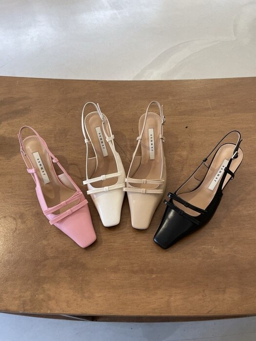 Two ribbon square toe slingback _ (4 colors)