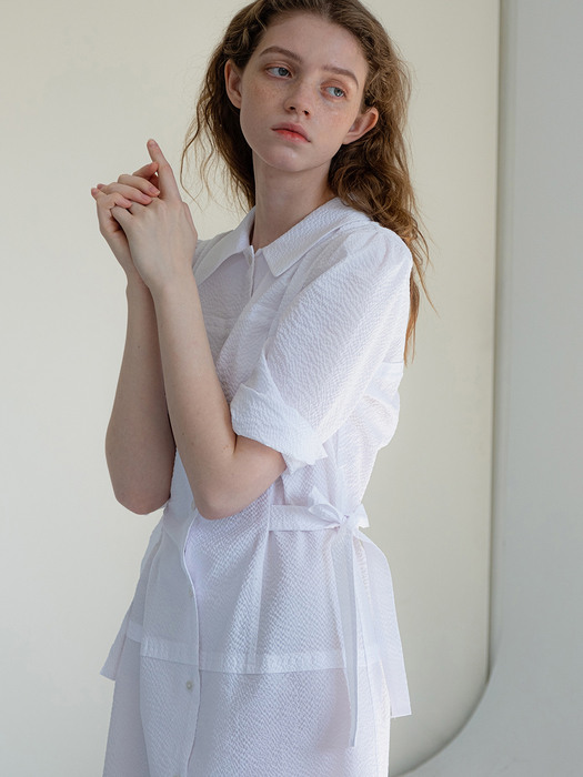 bubble shirt dress (white)
