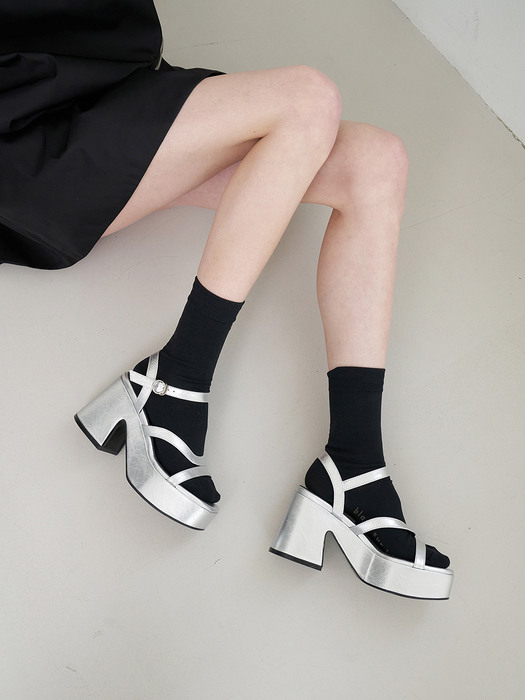 Kai Flatform Sandals Leather Silver