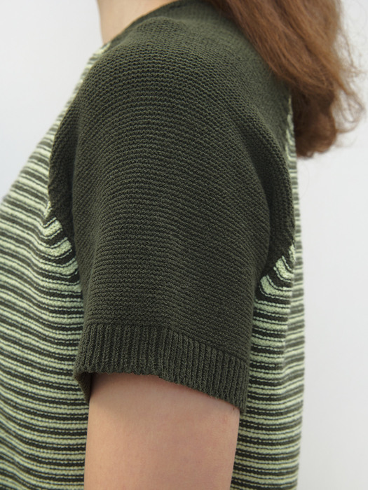 Stripe Raglan Knit Top (Lime/Green)
