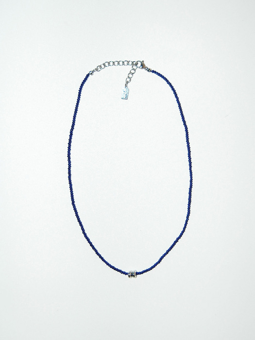 SILVER DONUT NECKLACE BLUE