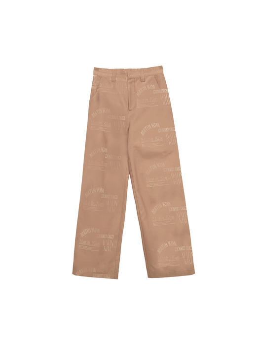 LOGO STAMP COTTON PANTS IN BEIGE