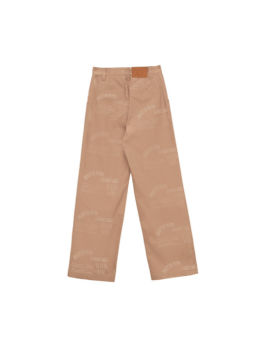 LOGO STAMP COTTON PANTS IN BEIGE