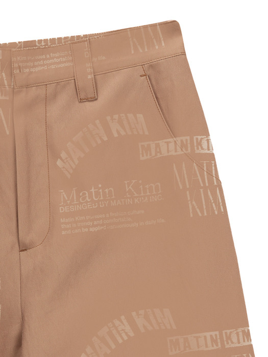 LOGO STAMP COTTON PANTS IN BEIGE