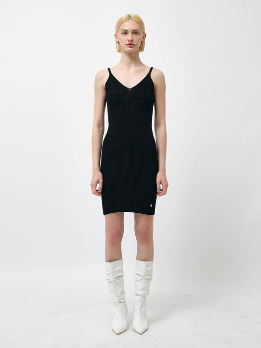 Ribbed Mini Dress Black