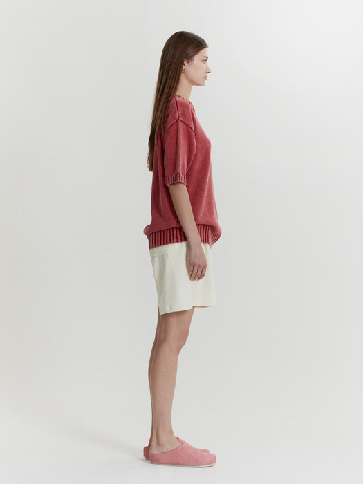 Washed cotton knitwear Coral