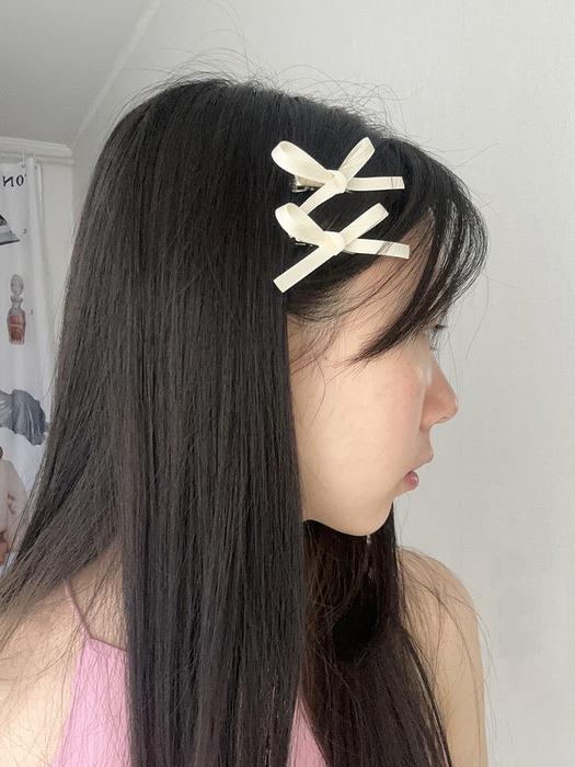 Satin ribbon hair pin (3set/6color)
